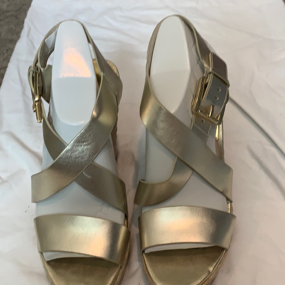 Michael kors espadrille wedges gold size 7.5